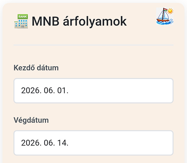 MNB árfolyamok